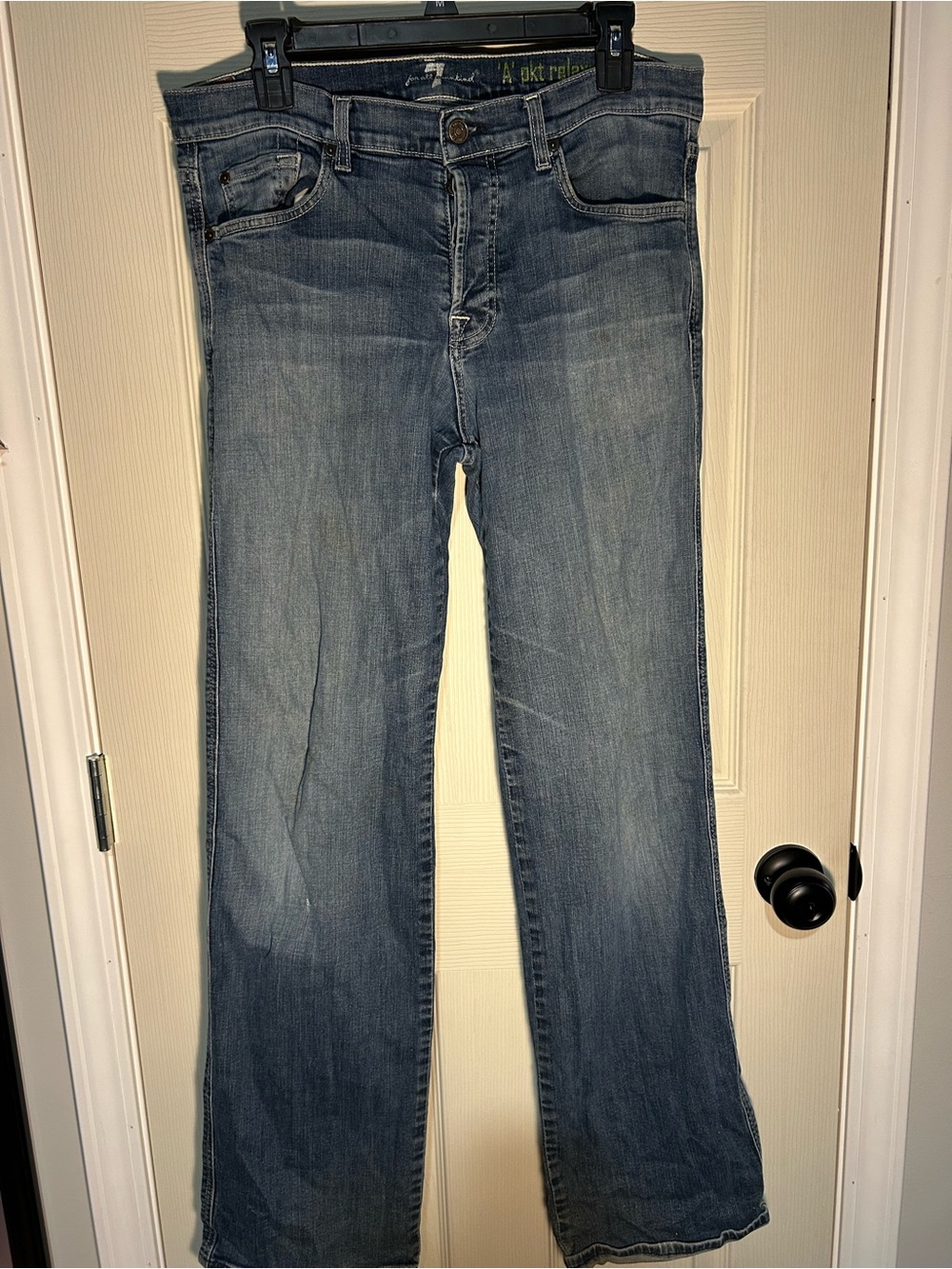 7 For All Mankind Womens Faded Blue Flare Jeans
